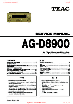Teac AG-D8900 Service Manual PDF Free Download