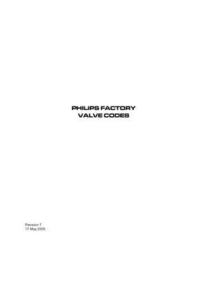 Philips PHILIPS VALVE CODES Service Manual PDF Free Download
