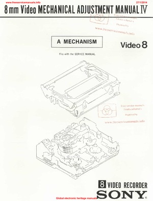 Sony A MECHANISM MECHANICAL ADJUSTMENT 4 Service Manual PDF Free Download