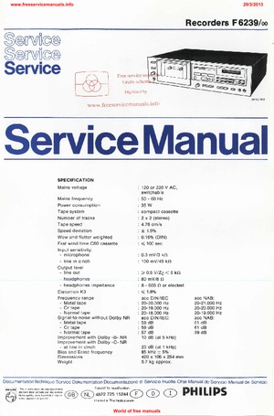 Philips F6239 Service Manual PDF Free Download