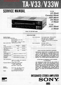 Sony TA-V33 TA-V33W Service Manual PDF Free Download