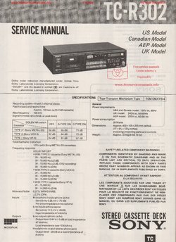 Sony TC-R302 Service Manual PDF Free Download