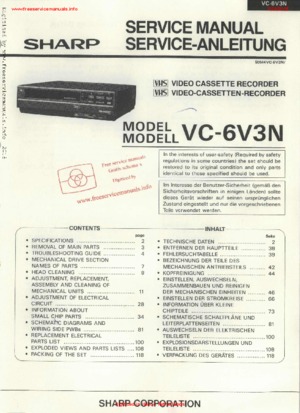 SHARP VC-6V3N Service Manual PDF Free Download